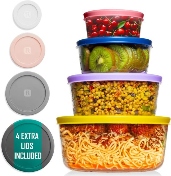 Razab 12 Pcs Large Glass Food Storage Containers with Lids - Airtight Glass Meal Prep Containers Reusable, BPA-Free Food Prep Containers for Freezer & Microwave - Large Glass Mixing Bowls with Lids