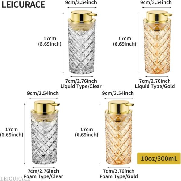 Glass Foam Soap Dispenser, Refillable Foaming Dispenser with Gold Pump, Foam Hand Soap Dispenser for Bathroom Kitchen, Modern Home Bathroom Decor （Foam Type/Clear） A35-1 - Image 8