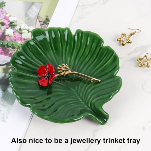 Elegant Bathroom Soap Dish, Ceramic Soap Dish Holder in Palm Leaf Style, Self-Draining Design and Used to Hold Various Small Bathroom and Kitchen Accessories - Image 4