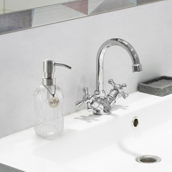 Glass Soap Dispenser, Bathroom Hand Soap Dispenser and Kitchen Hand soap Dispenser, with Rust Proof Stainless Steel Pump,15oz(Clear) - Image 7