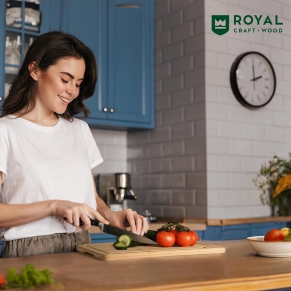 ROYAL CRAFT WOOD Bamboo Cutting Board with Juice Groove - Kitchen Chopping Board for Meat Cheese and Vegetables, Heavy Duty Serving Tray w/Handles (Large,10 x 15") - Image 6