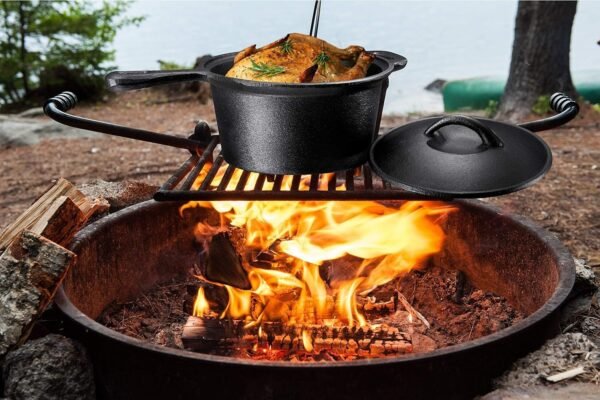 Bruntmor Camping Cooking Set Of 7. Pre Seasoned Cast Iron Pots And Pans Dutch Oven With Lids For Outdoor Comefire. Grill Cookware Skillet Sets With Storage Box - Image 8