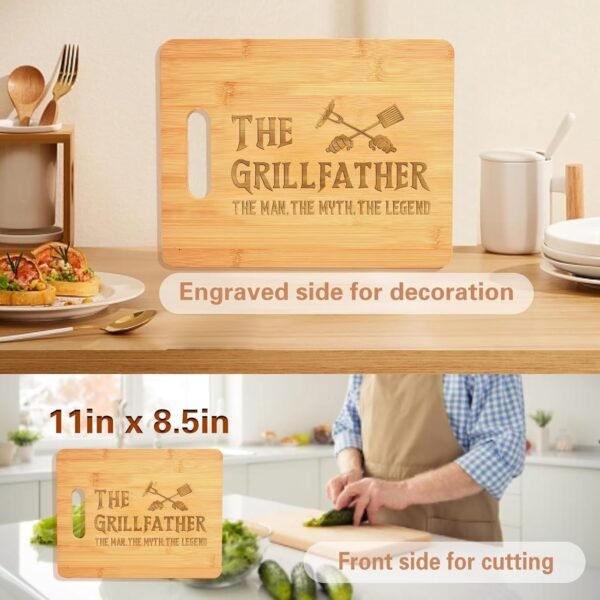 Gifts for Dad Bamboo Cutting Board- Dad Birthday Gift Christmas Gifts for Dad from Daughter Son- Grilling Gifts for Men Best Dad Ever Gifts - Image 3