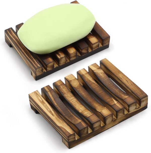 Self-Draining Wooden Soap Tray - Keep Your Soap Dry & Mess-Free with Soap Saver Holder - Eco-Friendly, Waterproof, Self-Draining Soap Holder for Bar Soap, Sponges, and Dish-Cleaning Balls