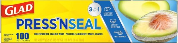 Glad Press'N Seal Plastic Food Wrap, 100 Square Foot Roll, Pack of 3, (Package May Vary) - Image 13