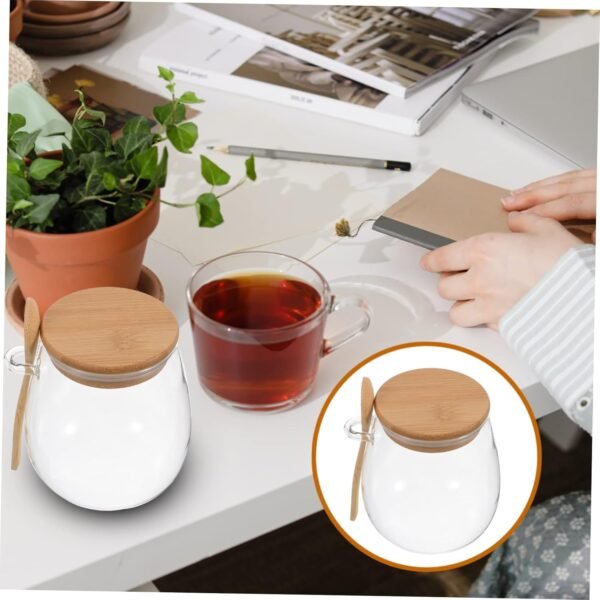 MAGICLULU Glass Jar Creamer Multi-function Canister Container Hourglass Pickle Jar Tray Kitchen Storage Jars Household Storage Canister Bell Mason Jars for Canning Household Canister Wood - Image 9