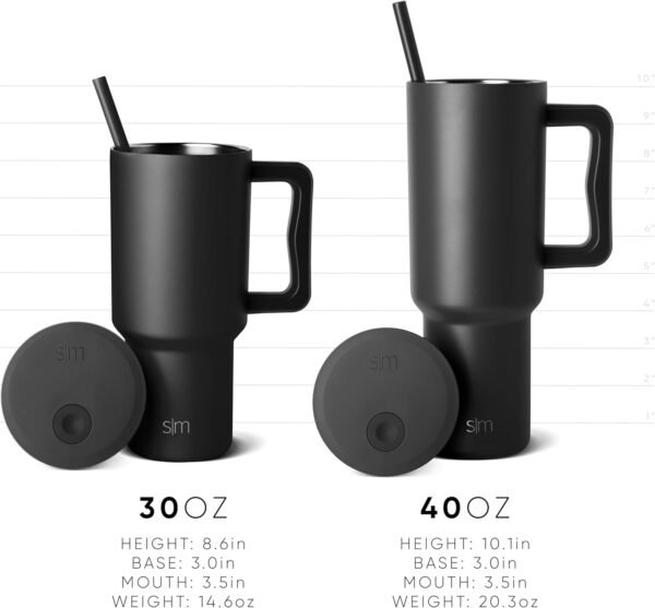 Simple Modern 40 oz Tumbler with Handle and Straw Lid | Insulated Cup Reusable Stainless Steel Water Bottle Travel Mug Cupholder Friendly | Gifts for Women Men Him Her | Trek Collection | Bellini - Image 6