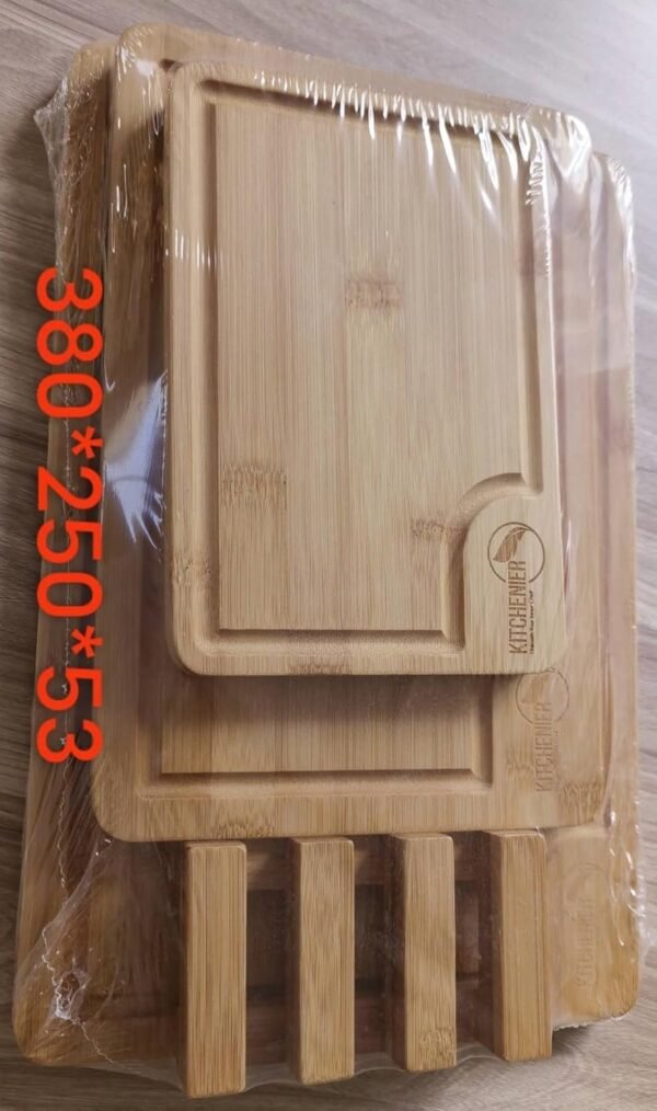 KITCHENIER. Set of 3 Thick Bamboo Cutting Boards for Cooking or Serving, with Juice Groove and Handles. For meats, cheeses and vegetables. Organic material, easy to wash - Image 6