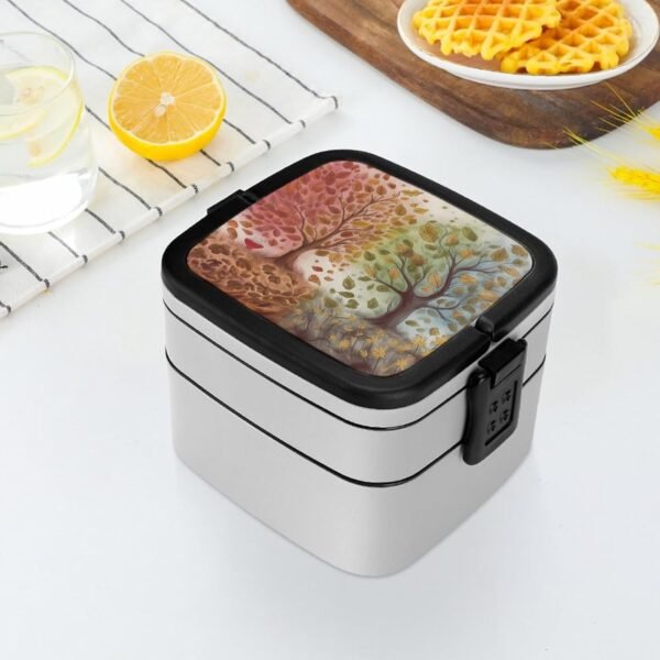 Autumn Naturally Bento Box Adult Lunch Box All-in-One Lunch Containers with Removable Compartments Double Layer Bento Lunch Box with Spoon And Handle Stackable Lunchbox - Image 6
