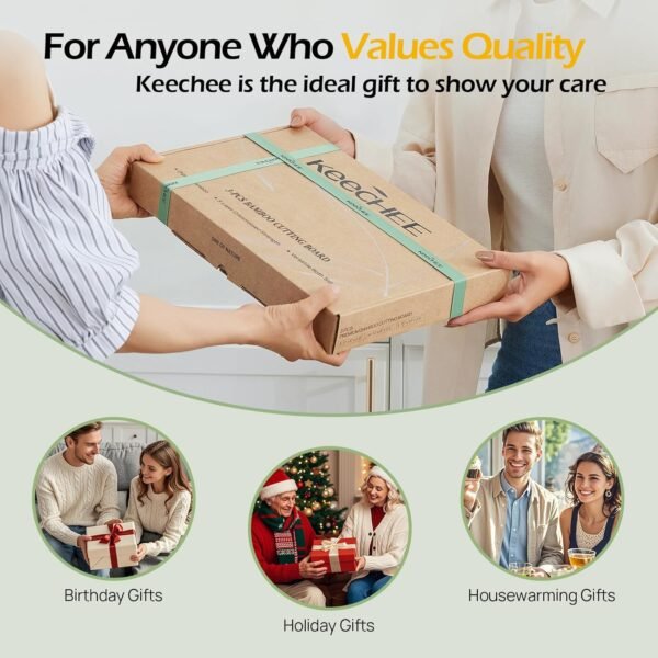 Medium Bamboo Cutting Board for Kitchen - 12 Inch Wood Cutting Boards with Juice Groove and Handles, Wooden Chopping Board for Meat, Cheese, Fruit & Vegetables (Pre Oiled, Natural) - Image 6