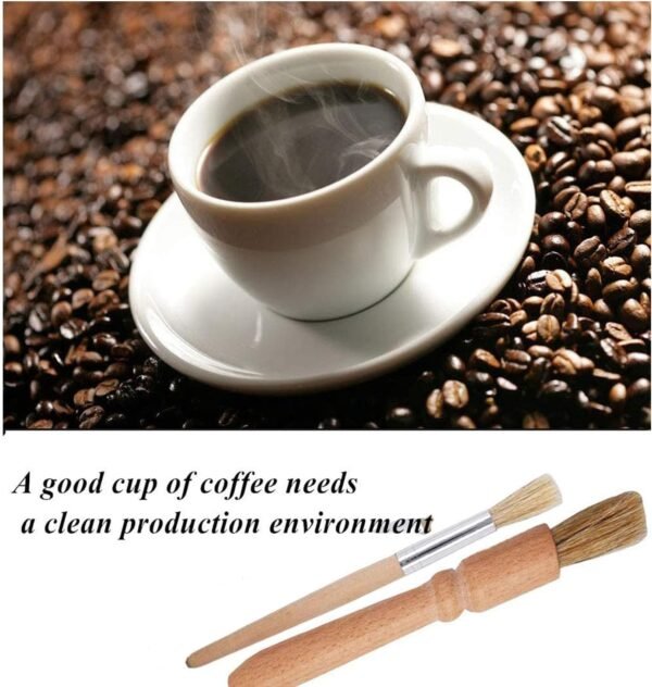 Espresso Brush Set 4 Pieces Professional Espresso Machine Cleaning Brush Wood Handle Natural Bristles Brush for Coffee Grinders Cleaning - Image 4
