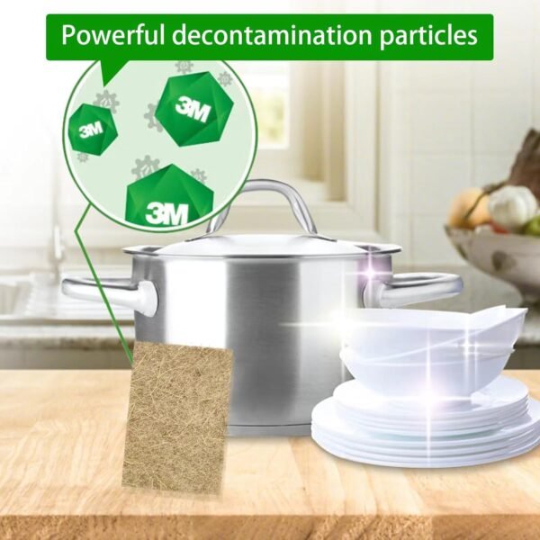 Natural Scoring Pads (５Pack) - EMIN Non Scratch sisal Biodegradable Cleaning Sponge pad - Scrubbing Pad for Kitchen Cleaning, Dishes and Pots - Eco Friendly - Image 4