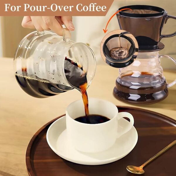 2PCS Reusable Coffee Filters for Ninja, Premium Gold Coffee Filter, No.4 Cone Coffee Maker Filters for Coffee Lovers, Compatible with Ninja Dual Brew Pro Reusable Coffee Filter - Image 6