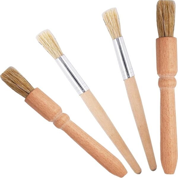 Espresso Brush Set 4 Pieces Professional Espresso Machine Cleaning Brush Wood Handle Natural Bristles Brush for Coffee Grinders Cleaning