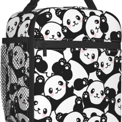 Cute Panda Portable Lunch Box Insulated Reusable Bento Box Lunch Bag Tote For Men Women