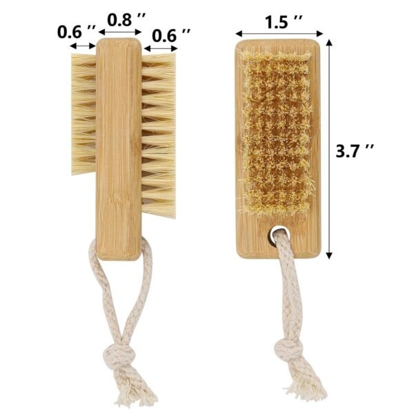 Nail Cleaning Brushes for Fingernails 2-Sided Non-Slip Brush with Hanging Rope Wooden Nail Brushes 4 Pack - Image 2