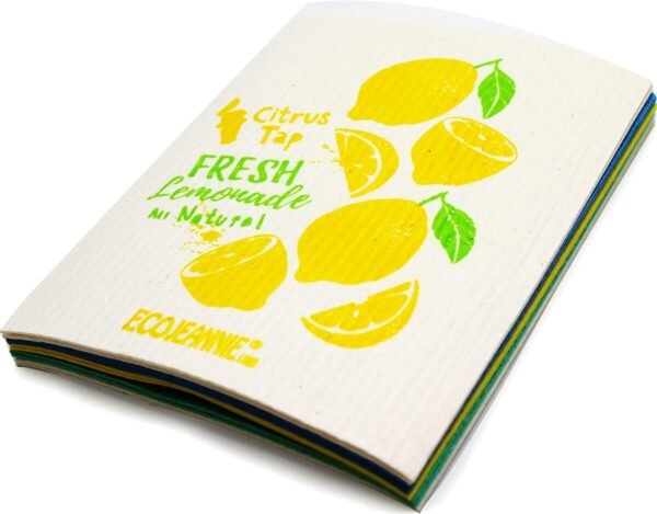 (5 Pack) EcoJeannie Eco-Friendly German Cleaning Cloth 100% Biodegradable Cellulose Sponge Cloths, Kitchen Cloths, GMO-Free, Reusable - Made in Germany Packaged in P.R.C. - Image 4