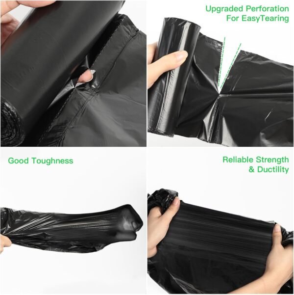 1.2-Gallon Trash Bags Small Garbage-Bags - 100 Counts Disposable Mini Size Biodegradable Unscented Black Bulk Can Liners Tiny Recycling for Kitchen Bathroom Office - Image 3