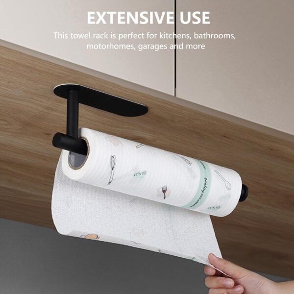 Paper Towel Holders for Kitchen, Adhesive Paper Towel Roll Rack for Bathroom Towel, Matte Black Paper Towel Holder 304 Stainless Steel, Under Cabinet Paper Towel Holder - Image 5
