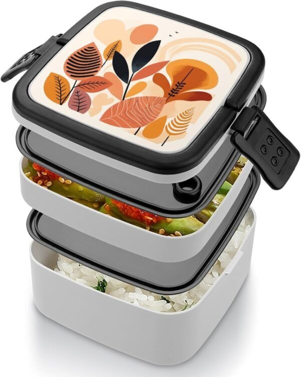 Natural Shape Bento Box Adult Lunch Box All-in-One Stackable Bento Lunch Box with Compartments Double Layer Lunch Boxes Leak-Proof Lunchbox Lunch Containers for Work Picnics Travel - Image 4