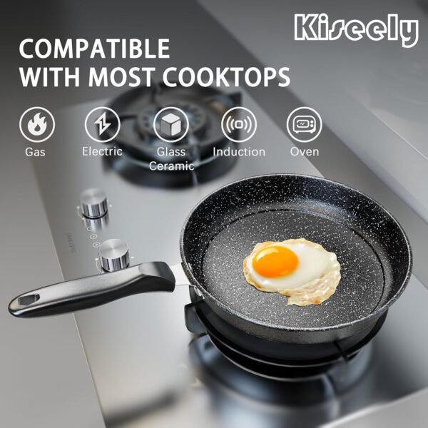 Nonstick Fry Pan Skillet Set, 10"+11"+12" Cast Iron Skillet 3 Pieces Set for Cooking, Professional Frying Pans Nonstick with Stay Cool Handle, PFAS-Free, Dishwasher Safe (GD3) - Image 3
