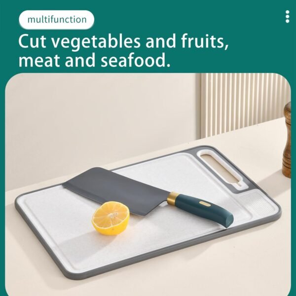 Steel Cutting Boards for Kitchen Stainless Steel Chopping Board Wheat Straw Cutting Board Built-in Grinder and Sharpener Cutting Board Double Sided Neat and Durable - Image 3