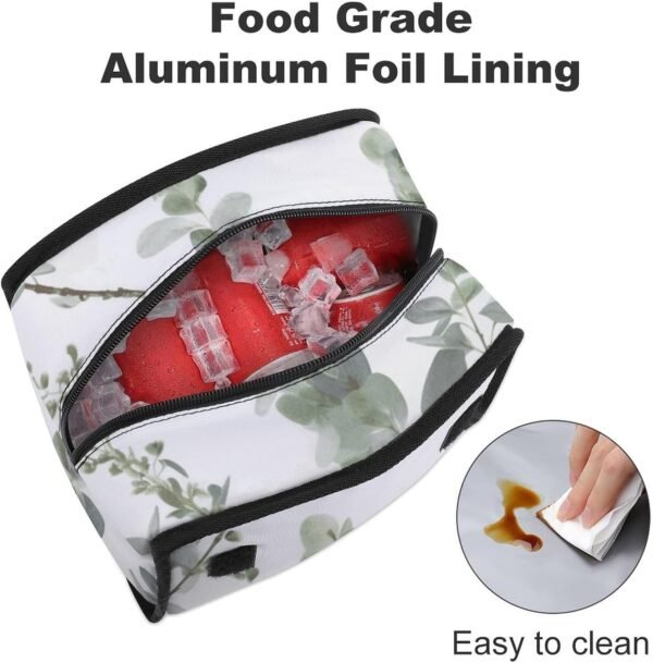 Lunch Bag for Men Women Insulated Lunch Box White Natural Greenery Twig Lunchbox Lunch Tote Bag for Work Lunch Bag with Side Pockets - Image 4