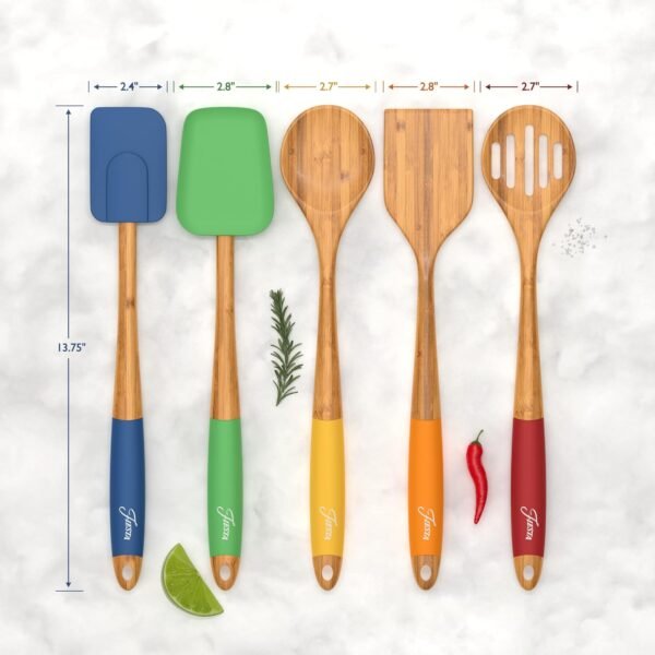 Cambridge 6384X9FSTA94NR Fiesta Bamboo 5-Piece Silicone Utensil Set - Image 9