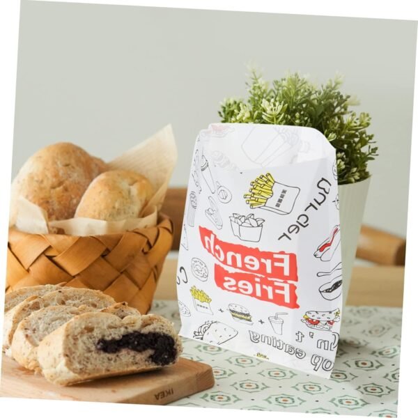 300pcs French Fries Greaseproof Paper Bag Reusable Juice Pouches Lunch Bag Containers Food Containers Large Zip Lock Bags Reusable Drink Pouches Popcorn Tote Bag Snack Wrapping Bag - Image 3
