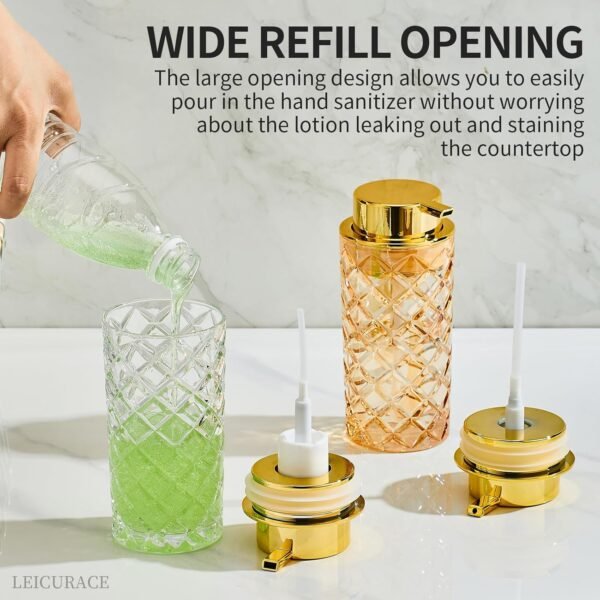 Glass Foam Soap Dispenser, Refillable Foaming Dispenser with Gold Pump, Foam Hand Soap Dispenser for Bathroom Kitchen, Modern Home Bathroom Decor （Foam Type/Clear） A35-1 - Image 5