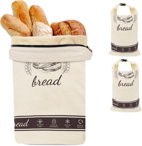 Bread Bags for Homemade Bread, 2 Pack XL Beeswax Bread Bags for Sourdough Reusable Bread Bags Sourdough Bread Bags Linen Bread Bag Bread Storage Bags Food Storage Bag(Brown 12.6"x17")