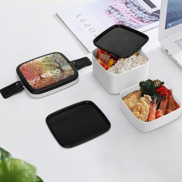 Autumn Naturally Bento Box Adult Lunch Box All-in-One Lunch Containers with Removable Compartments Double Layer Bento Lunch Box with Spoon And Handle Stackable Lunchbox - Image 7