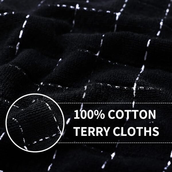 Homaxy 100% Cotton Terry Kitchen Towels(Black, 13 x 28 inches), Checkered Designed, Soft and Super Absorbent Dish Towels, 4 Pack - Image 2