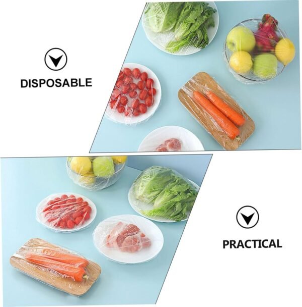 3sets Disposable Elastic Dish Covers Translucent Food Bowl Covers Elastic Food Covers Clear Reusable Dish Covers Elastic Bowl Covers Clear Bathing Caps Plastic 200pcs*3 - Image 2