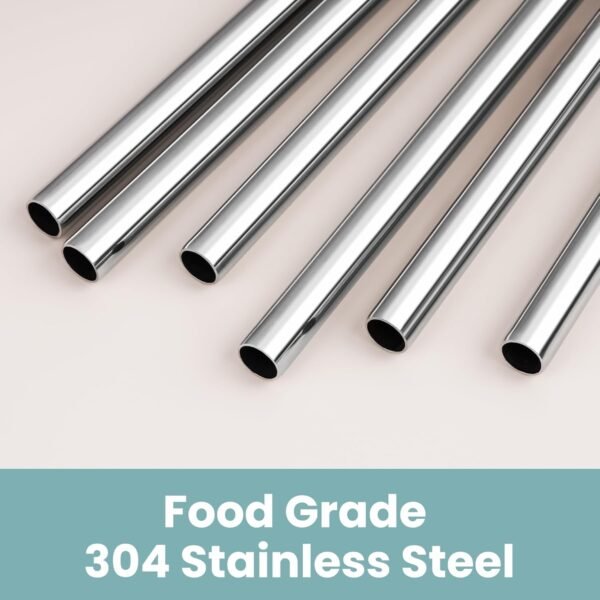 Tomorotec 6-Pack Stainless Steel Reusable Straw with Silicone Tip 3 Sizes, Metal Drinking Straws Fit for Stanley Quencher Tumblers 40oz, 30oz, 20oz, 14oz, Cleaning Brushes Included (Morandi) - Image 5