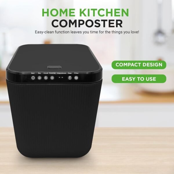 Nutrichef 3L Electric Kitchen Composter - Compost’s Organic Material & Food Scraps | Countertop Automatic Compost Bin | Dry, Crush, & Cooling Functions | Perfect for Kitchens & Apartments | Grey - Image 6