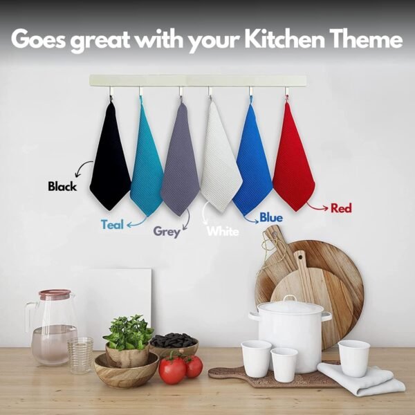 100% Cotton Kitchen Dish Cloths, 6 Pack Waffle Weave Ultra Soft Absorbent Dish Towels for Drying Dishes Quick Drying Kitchen Towels Dish Rags, 12 X 12 Inches, Dark Grey - Image 8