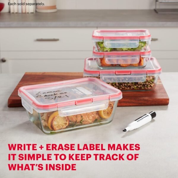 Pyrex Freshlock Glass Food Storage Container, Airtight & Leakproof Locking Lids, Freezer Dishwasher Microwave Safe, 8 Cup - Image 3