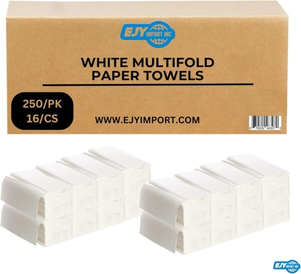 Multifold Paper Towels, White, Compact Case for Easy Storage, (250 Sheets/Pack) (4 Packs) - Image 7