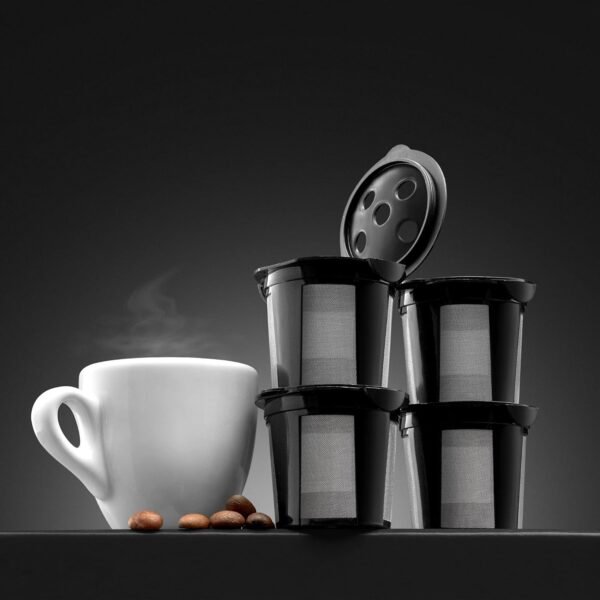 4 Reusable K Cups for Keurig K Supreme, K Supreme Plus, K Slim, K-Brew Chill, K-Duo Hot & Iced with Multistream Technology - 4 Black Refillable Kcups Coffee Filters for Keurig Coffee Makers - Image 6