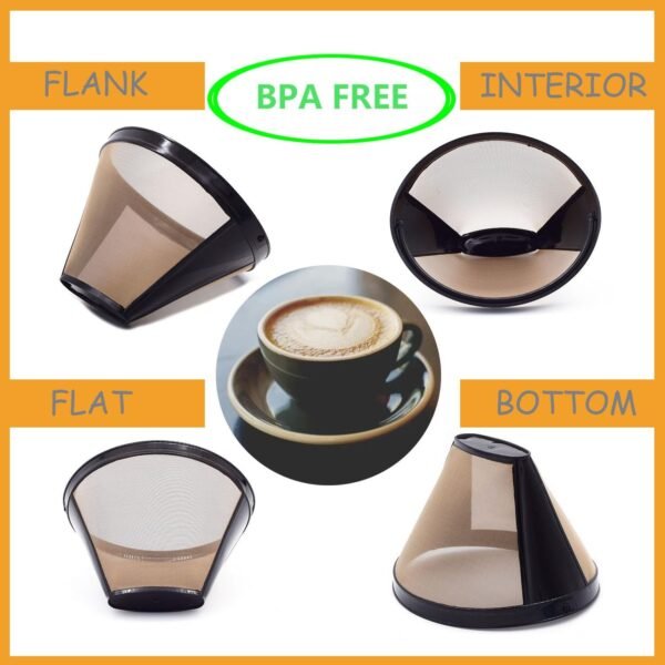Reusable #4 Cone Coffee Filters Basket Replacement for Cuisinart Coffee Makers(2 Reusable Filters) - Image 5