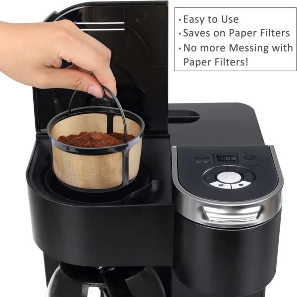 Reusable 8-12 Cup Basket Gold Mesh Coffee Filter for Keurig K-Duo Essentials and K Duo Brewers Machine, Replaces your Paper Coffee Filters, BPA Free (1 Pack) - Image 4