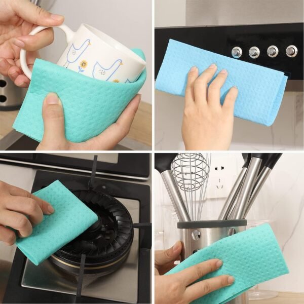 METUUTER 10 Packs Swedish Dishcloths for Kitchen, Reusable Kitchen Dishcloths Compostable Cellulose Dish Clothes for Kitchen and Household Use - Image 6