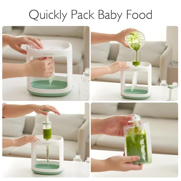 Momcozy Baby Food Maker for Puree Food Storage, Precise Capacity Squeeze Station, Save Time & Efficient, No Food Splashing, Baby Essentials, with 5pcs Reusable Portable Food Storage Bags for Outdoor - Image 3