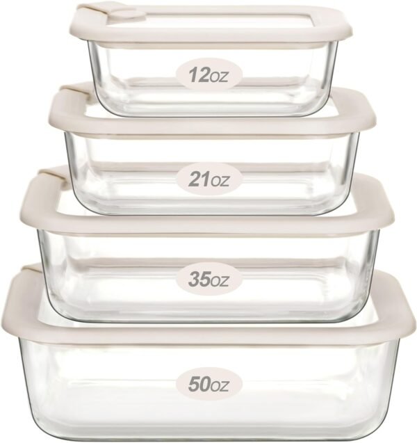 Urban Green Glass Food Storage Containers with Glass Lids, Microwave Safe Glass Food Container Set, Aitight Glass Meal Prep Container Set, LeakProof, 100% Plastic Free, 4 Pack