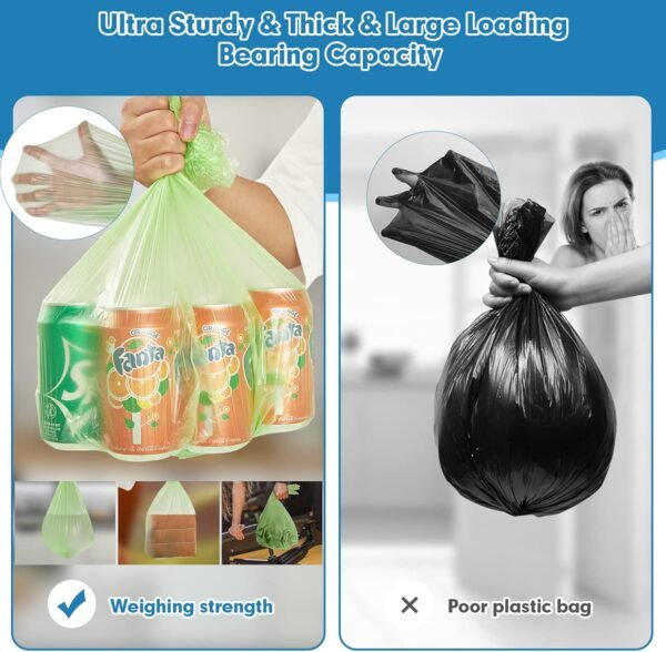 110 Counts Aklyaiap Small Trash Bags Biodegradable, Extra Thick & Strong 4 Gallon Trash Bag Green, Unscented Small Garbage Bags, Easy Tearing Waste Basket Liners for Kitchen, Bathroom, Bedroom, Office - Image 3