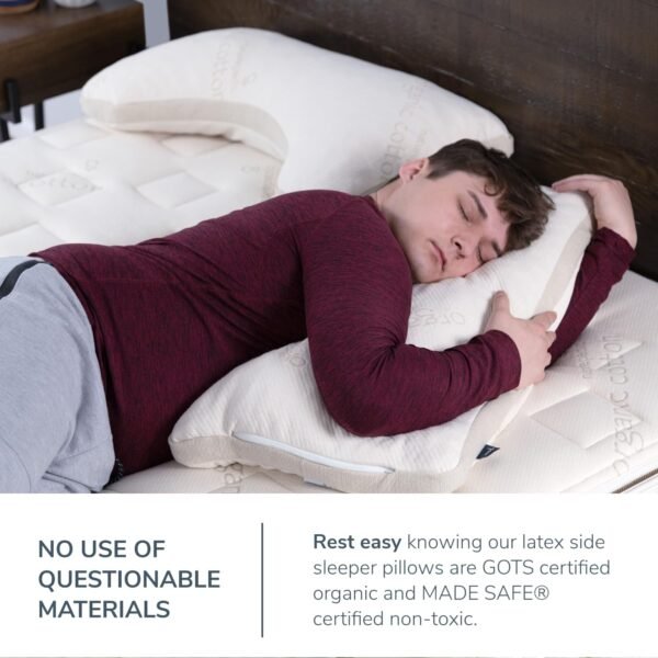 Naturepedic Organic Latex Side Sleeper Pillow - Standard/Queen Bed Pillow with Shoulder Cutout - Luxury Pillow for Back Support and Neck Pain Relief - Image 5