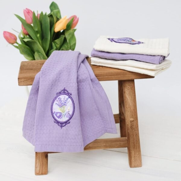 Lavien Home, Decorative Lavender Tea Towels Housewarming Gift, Turkish Cotton Waffle Weave (Set of 4), Dishcloths Multi-Purpose Ultra Soft Absorbent 16 x 24 inches - Image 6