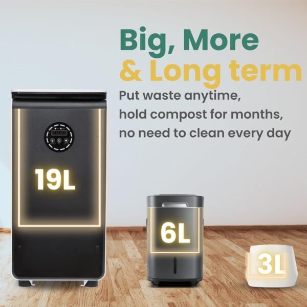 GEME World First Bio Smart 19L Electric Composter for Kitchen, Filter No Need to Change, Not Dehydration Tec, Add Waste Anytime Compost Machine, Electric Compost Bin Kitchen, Food Cycler Real Compost - Image 2