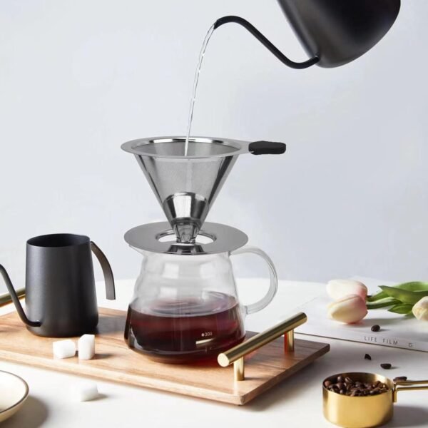 Pour Over Coffee Dripper Stainless Steel Reusable Filter Paperless Cone Coffee Maker Dripper for 1-2 Cup - Image 5